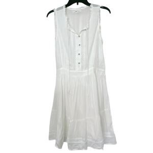 O’Neill White Sleeveless Ruffle Tiered Button Front Mini Dress New Size Large